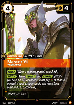 Master Yi, Tempered (V.1 - Rare) - Unleashed